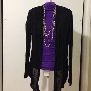 Ambiance Apparel Sweaters - Ambiance Open Black Cardigan with Pockets Ambiance Apparel Sweaters - Ambiance Open Black Cardigan with Pockets