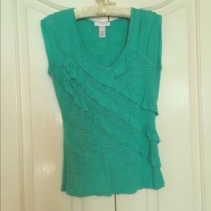 Kenar Tops - Green ruffle front top Kenar Tops - Green ruffle front top