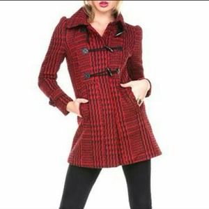 Ambiance Apparel Outerwear - NEW stylish RED PLAID lightweight coat jacket XS 2 Ambiance Apparel Outerwear - NEW stylish RED PLAID lightweight coat jacket XS 2