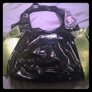 Black Lux De Ville purse with green bows Black Lux De Ville purse with green bows