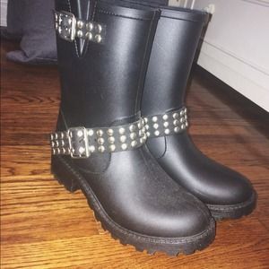 Steve Madden Rain Booties with Studded Buckle Steve Madden Rain Booties with Studded Buckle