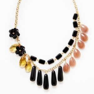 David Aubrey black flower and multi drop Necklace David Aubrey black flower and multi drop Necklace