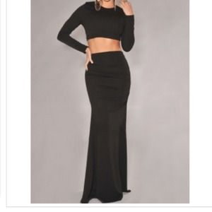 οLAST ONEο black crop top maxi dress small new οLAST ONEο black crop top maxi dress small new
