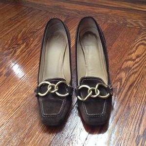 Coach Shoes - Flash Sale! Coach Suede Heels w Gold Hardware Coach Shoes - Flash Sale! Coach Suede Heels w Gold Hardware