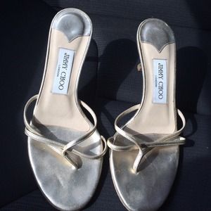 Jimmy Choo kitten heel thongs, Size 6.5 Matte Gold Jimmy Choo kitten heel thongs, Size 6.5 Matte Gold