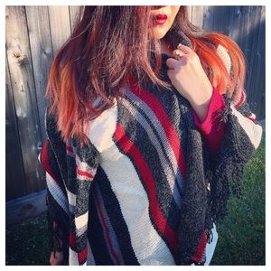 Jackets & Blazers - Grey Black Burgundy Fringe Cardigan Jackets & Blazers - Grey Black Burgundy Fringe Cardigan
