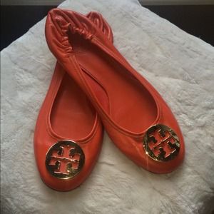 Coral leather Tory Burch Reva flats Coral leather Tory Burch Reva flats