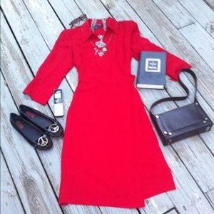 cynthia howie Dresses & Skirts - RED Cynthia Howie wrap dress shirt collar 8 cynthia howie Dresses & Skirts - RED Cynthia Howie wrap dress shirt collar 8