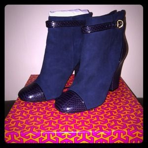 Tory Burch Suede Navy Booties Tory Burch Suede Navy Booties