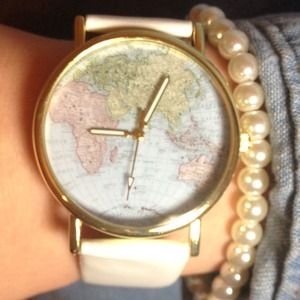 NWT White World Map Watch NWT White World Map Watch