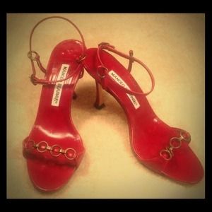 Manolo Blahnik 35.5 red leather strappy heels Manolo Blahnik 35.5 red leather strappy heels