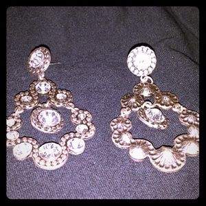 Crystal and silvertone chandelier earrings Crystal and silvertone chandelier earrings