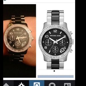 Michael Kors Watch silver two tone black gunmetal Michael Kors Watch silver two tone black gunmetal
