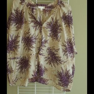 Kenar Tops - Batwing Leaf Print Blouse Kenar Tops - Batwing Leaf Print Blouse