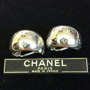CHANEL Silver Clip-on Earrings CHANEL Silver Clip-on Earrings