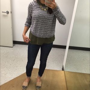 Sweaters - Grey striped sweater top Sweaters - Grey striped sweater top