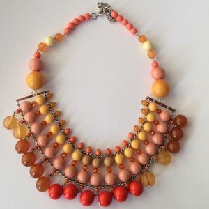 Boho orange mixed bohemian beaded bib necklace Boho orange mixed bohemian beaded bib necklace