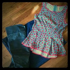 Exhilaration Tops - 💝💕Sweet Peplum Hi Lo Top 💕💝 NWOT Exhilaration Tops - 💝💕Sweet Peplum Hi Lo Top 💕💝 NWOT