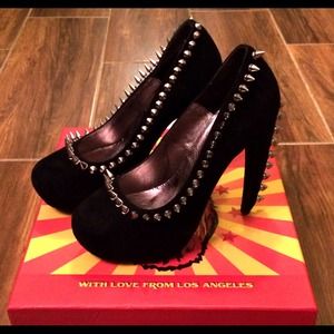Jeffrey Campbell Shoes - JEFFREY CAMPBELL Madame Spike Black Suede Heels Jeffrey Campbell Shoes - JEFFREY CAMPBELL Madame Spike Black Suede Heels