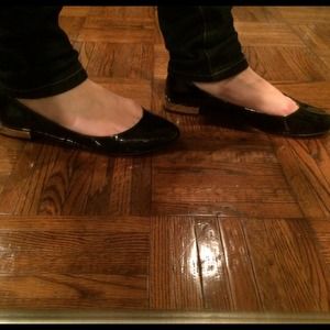 Zara size 6-1/2 flats with silver heel. Zara size 6-1/2 flats with silver heel.