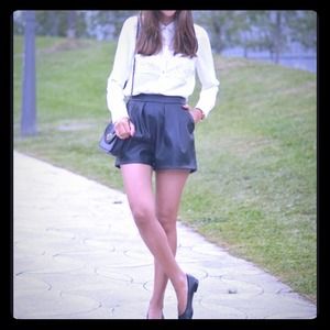 Zara black leather shorts Zara black leather shorts