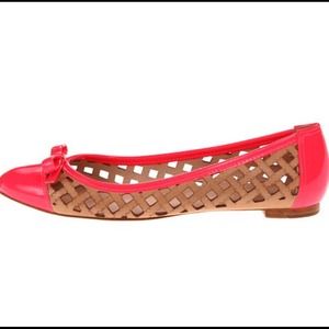 Kate Spade Trudi Neon Pink Natural Vaccheta Flats Kate Spade Trudi Neon Pink Natural Vaccheta Flats