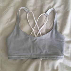 Lululemon grey and white striped free to be bra 2 Lululemon grey and white striped free to be bra 2