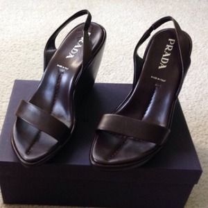 Prada slingback wedge sandals Prada slingback wedge sandals