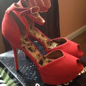 Sam Edelman 8.5 red suede peep ankle strap Sam Edelman 8.5 red suede peep ankle strap