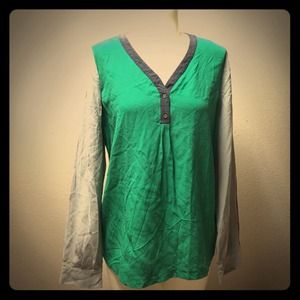 $148 Joie Green Grey Contrast Silk Blouse Top S M $148 Joie Green Grey Contrast Silk Blouse Top S M