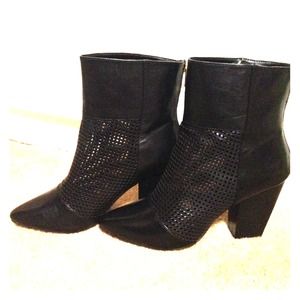 Kelsi Dagger Black Leather Ankle Boots Kelsi Dagger Black Leather Ankle Boots