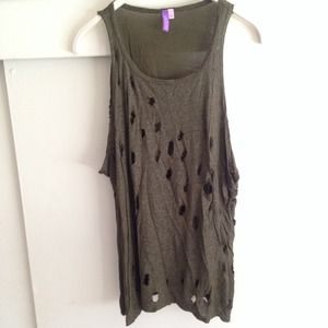 LF Stores Tops - Green/sparkly top with holes LF Stores Tops - Green/sparkly top with holes