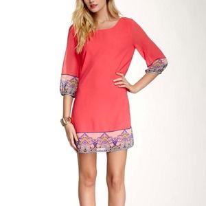 Pink Owl printed trim shift dress Pink Owl printed trim shift dress