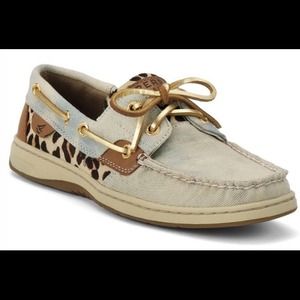 New!! Sperry Top-Sider denim leopard boat shoes New!! Sperry Top-Sider denim leopard boat shoes