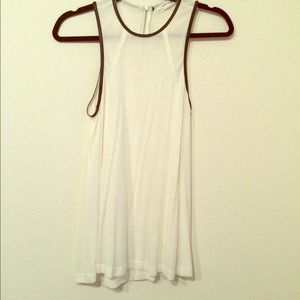 Zara Tops - ZARA black leather trimmed cotton tank top Zara Tops - ZARA black leather trimmed cotton tank top