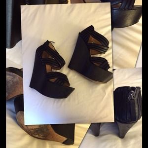 L.A.M.B. Black leather wedges L.A.M.B. Black leather wedges