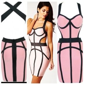 Pink and black bandage dress Pink and black bandage dress