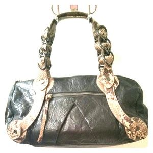Elaine Turner Python Snakeskin & Black Leather Bag Elaine Turner Python Snakeskin & Black Leather Bag
