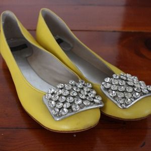 โจKATE SPADEโจ Yellow Leather Crystal Ballet Flats โจKATE SPADEโจ Yellow Leather Crystal Ballet Flats