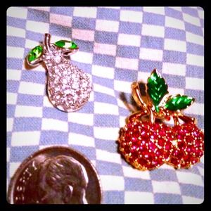 Swarovski crusted fruit pins Swarovski crusted fruit pins