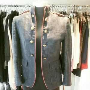 Denim military jacket. Denim military jacket.