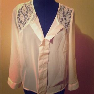 White chiffon and lace shirt White chiffon and lace shirt