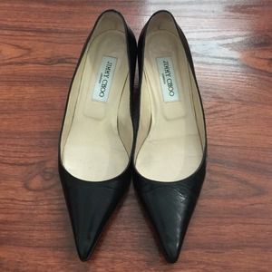 Classy Jimmy Choo black leather kitty heel Classy Jimmy Choo black leather kitty heel