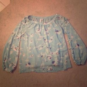 LC Lauren Conrad aqua printed top m LC Lauren Conrad aqua printed top m