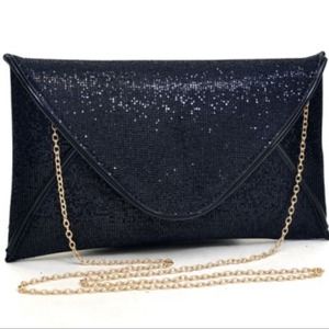 BLACK SPARKLE ENVELOPE CLUTCH BLACK SPARKLE ENVELOPE CLUTCH