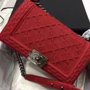 Authentic Chanel medium boy flap bag red Authentic Chanel medium boy flap bag red