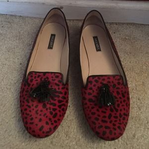 Cow hair red leopard flats Cow hair red leopard flats