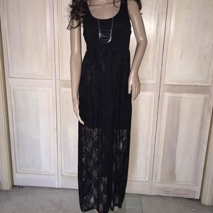 Black maxi dress with lace. Size small Black maxi dress with lace. Size small