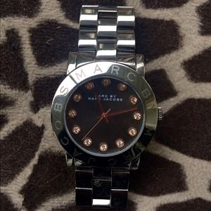 Marc Jacobs gunmetal watch w/ rose gold stones Marc Jacobs gunmetal watch w/ rose gold stones