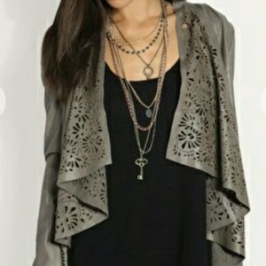ASOS Olive Laser Cut Asymmetric Leather Jacket ASOS Olive Laser Cut Asymmetric Leather Jacket